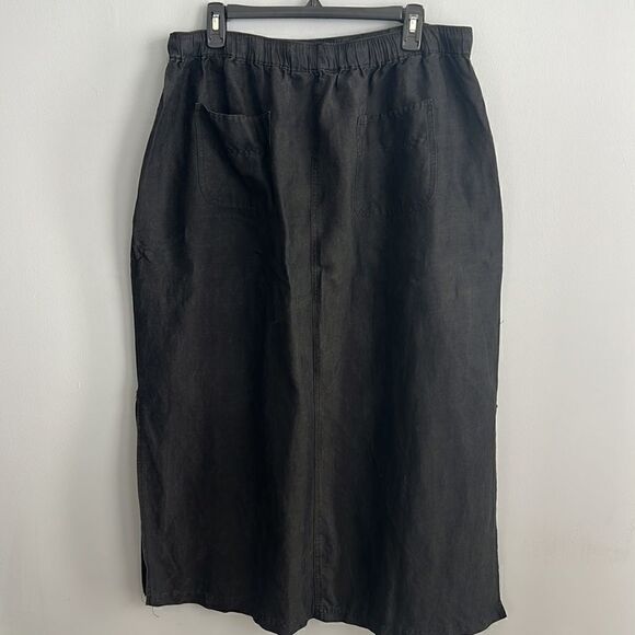 Women’s Plus size 22 linen blend Black Maxi Skirt with elastic waist - Picture 6 of 8